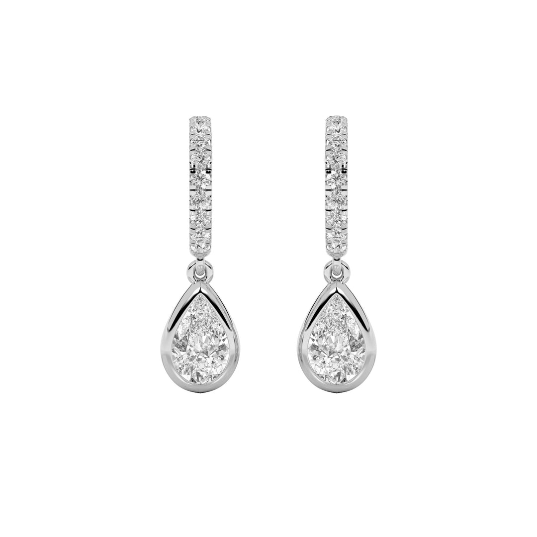 2Cttw Pear Shaped Lab Grown Diamond (F/VS) DangleEarrings in 14K Gold
