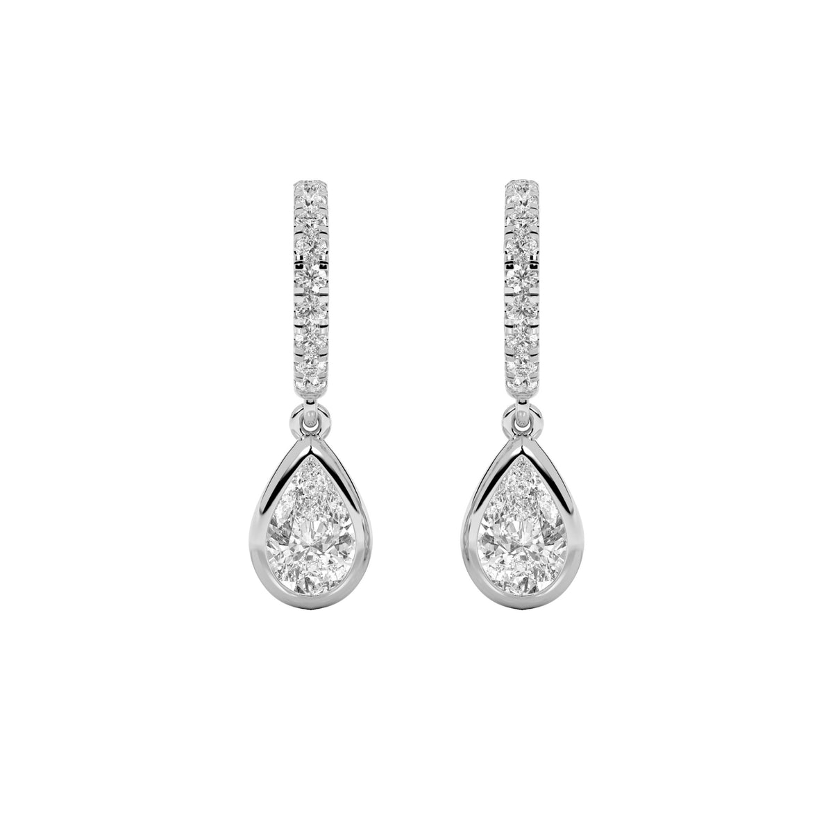 2Cttw Pear Shaped Lab Grown Diamond (F/VS) DangleEarrings in 14K Gold