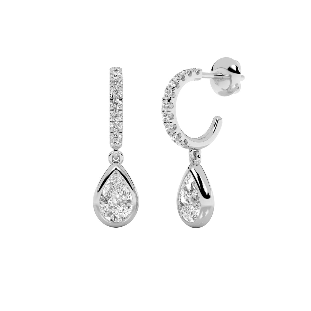 2Cttw Pear Shaped Lab Grown Diamond (F/VS) DangleEarrings in 14K Gold