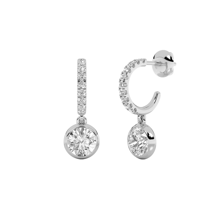 2Cttw Round Shaped Lab Grown Diamond (F/VS) Dangle Earrings in 14K Gold