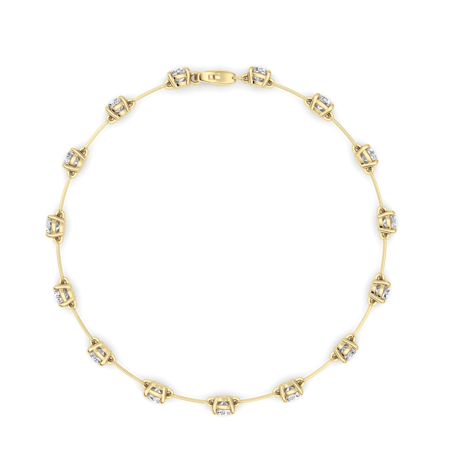 3CTW Round Shaped Lab Grown Diamond (F/VS) Station Bracelet in 14K Gold
