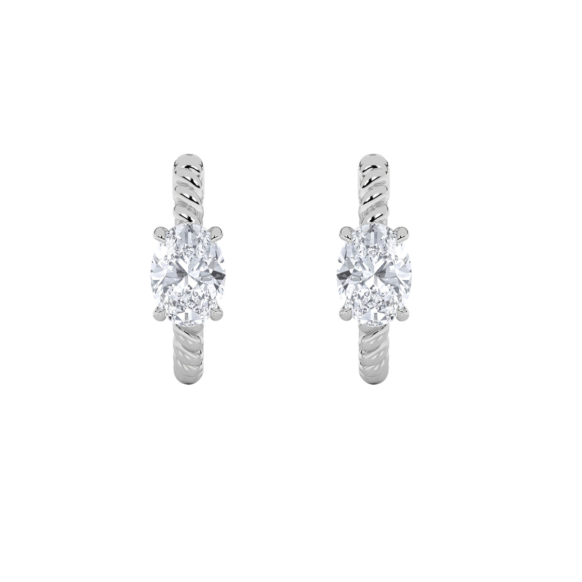 1Cttw Oval Shaped Lab Grown Diamond (F/VS) Hoop Earrings in 14K Gold