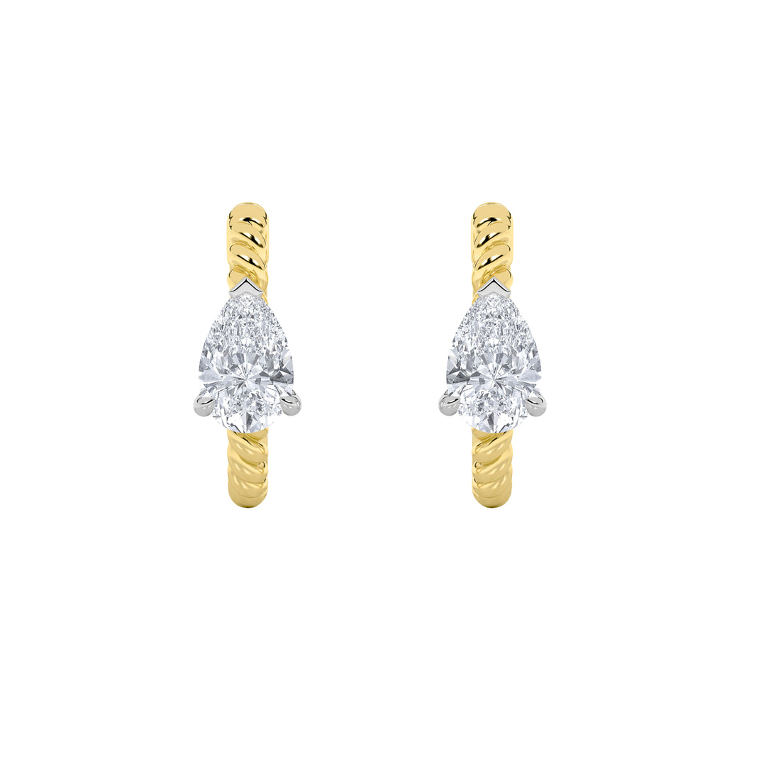 1Cttw Pear Shaped Lab Grown Diamond (F/VS) Hoop Earrings in 14K Gold