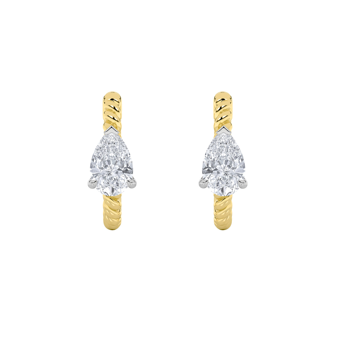 1Cttw Pear Shaped Lab Grown Diamond (F/VS) Hoop Earrings in 14K Gold