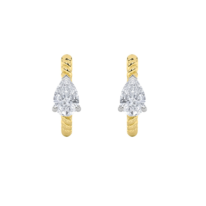 1Cttw Pear Shaped Lab Grown Diamond (F/VS) Hoop Earrings in 14K Gold