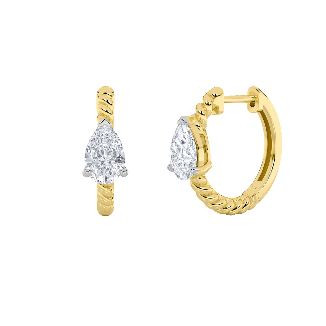 1Cttw Pear Shaped Lab Grown Diamond (F/VS) Hoop Earrings in 14K Gold