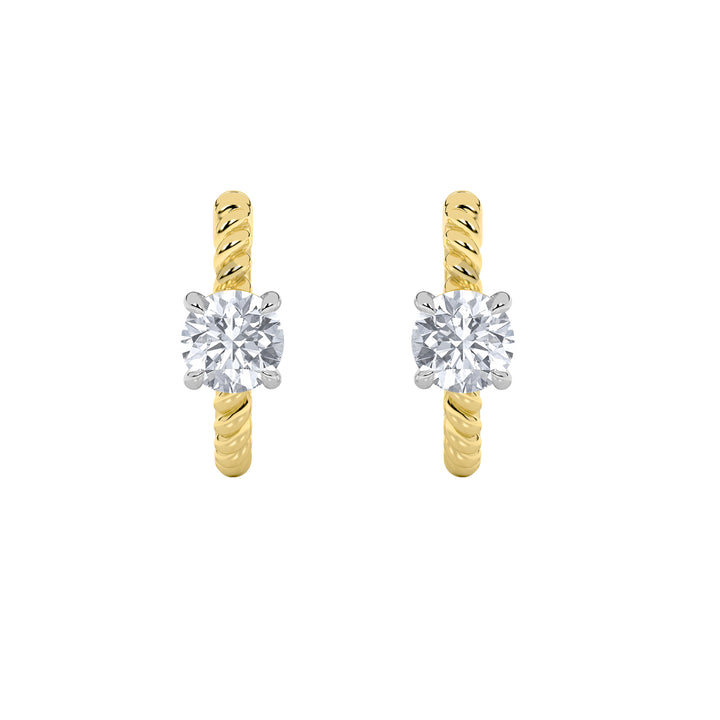 1Cttw Round Shaped Lab Grown Diamond (F/VS) Accented Hoop Earrings in 14K Gold