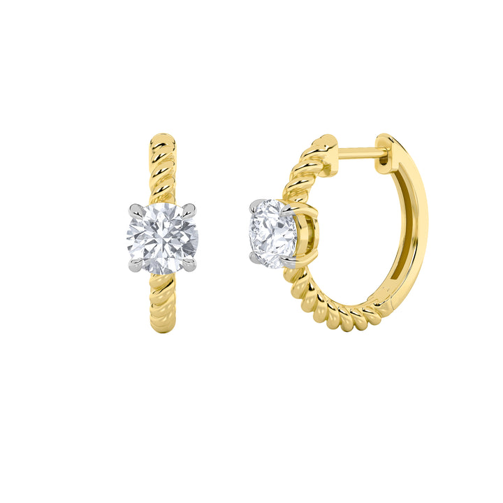 1Cttw Round Shaped Lab Grown Diamond (F/VS) Accented Hoop Earrings in 14K Gold