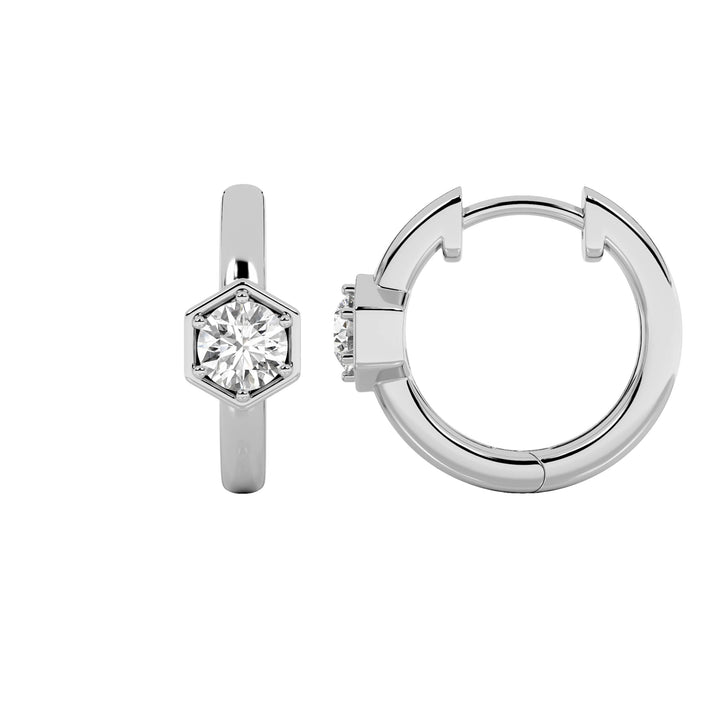 0.5Cttw Round Shaped Lab Grown Diamond (F/VS) Hoop Earrings in 14K Gold