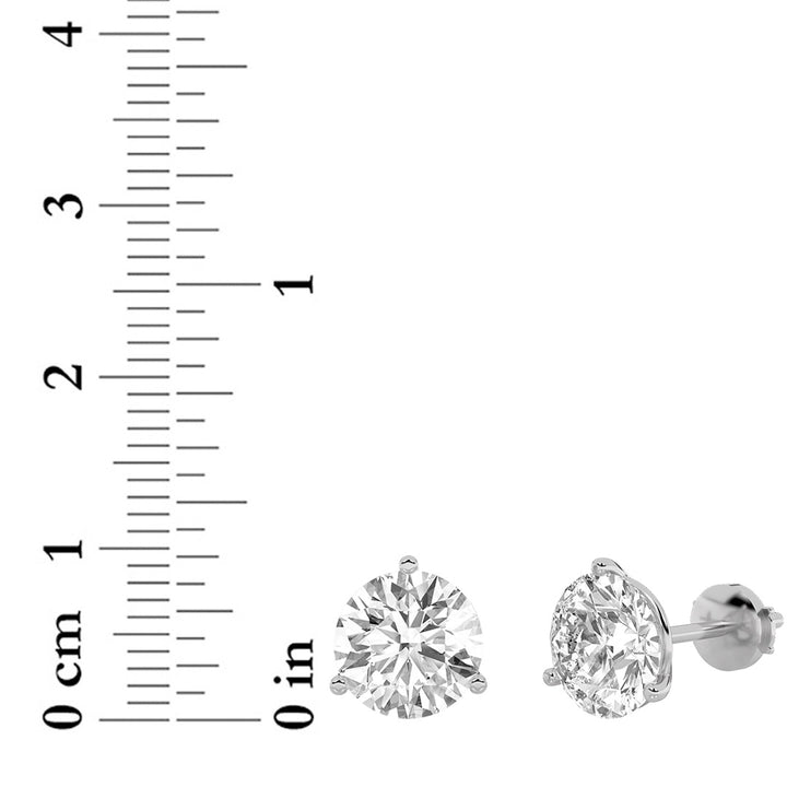 0.5Cttw Round Shaped Lab Grown Diamond (F/VS) Three Prong Martini Stud Earrings in 14K Gold
