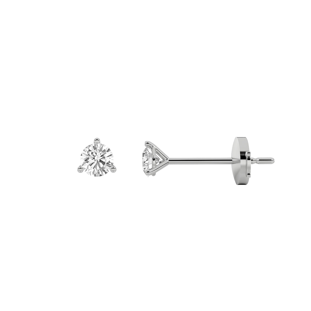 0.5Cttw Round Shaped Lab Grown Diamond (G/VS) Three Prong Martini Stud Earrings in 14K Gold