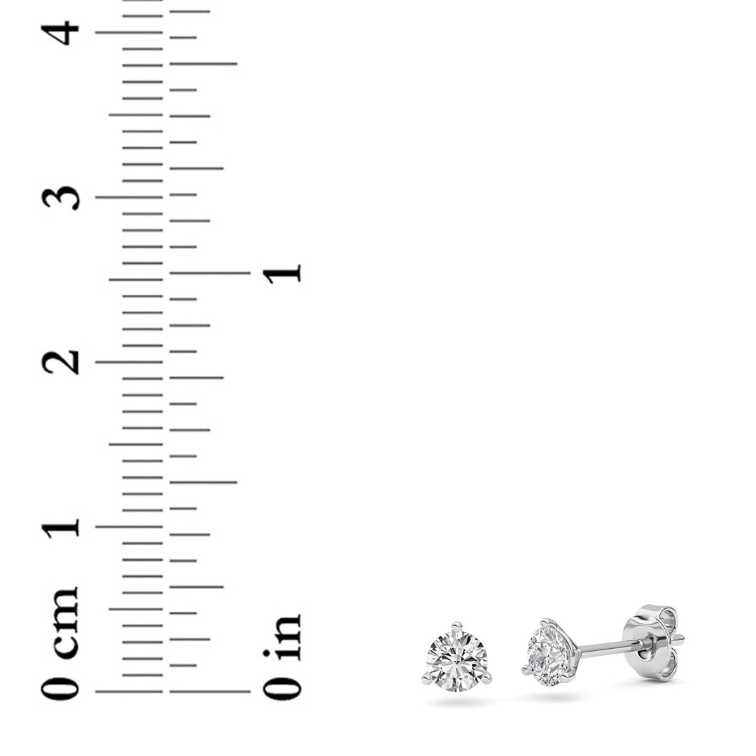 0.5Cttw Round Shaped Lab Grown Diamond (G/VS) Three Prong Martini Stud Earrings in 14K Gold