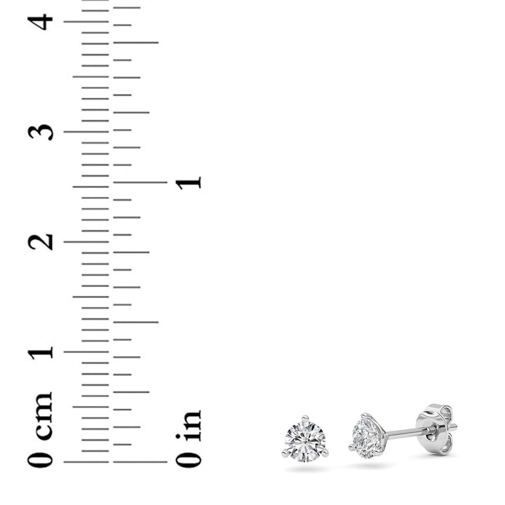 0.5Cttw Round Shaped Lab Grown Diamond (G/VS) Three Prong Martini Stud Earrings in 14K Gold