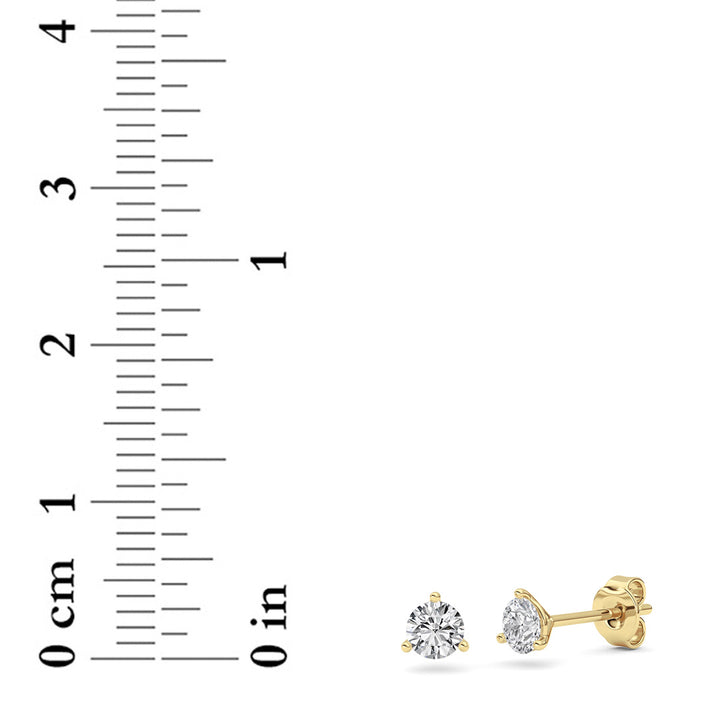 0.5Cttw Round Shaped Lab Grown Diamond (G/VS) Three Prong Martini Stud Earrings in 14K Gold