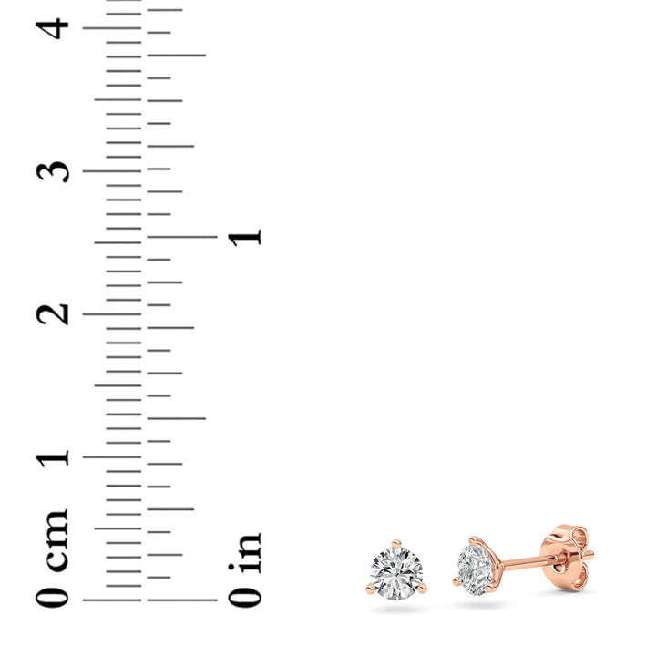 0.5Cttw Round Shaped Lab Grown Diamond (G/VS) Three Prong Martini Stud Earrings in 14K Gold