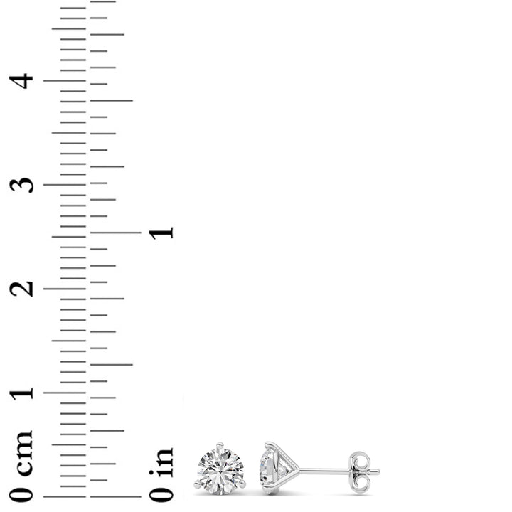 1Cttw Round Shaped Lab Grown Diamond (G/VS) ThreeProng Martini Stud Earrings in 14K White Gold