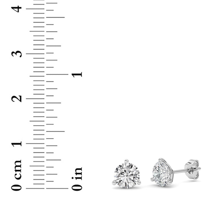 2Cttw Round Shaped Lab Grown Diamond (G/VS) ThreeProng Martini Stud Earrings in 14K White Gold