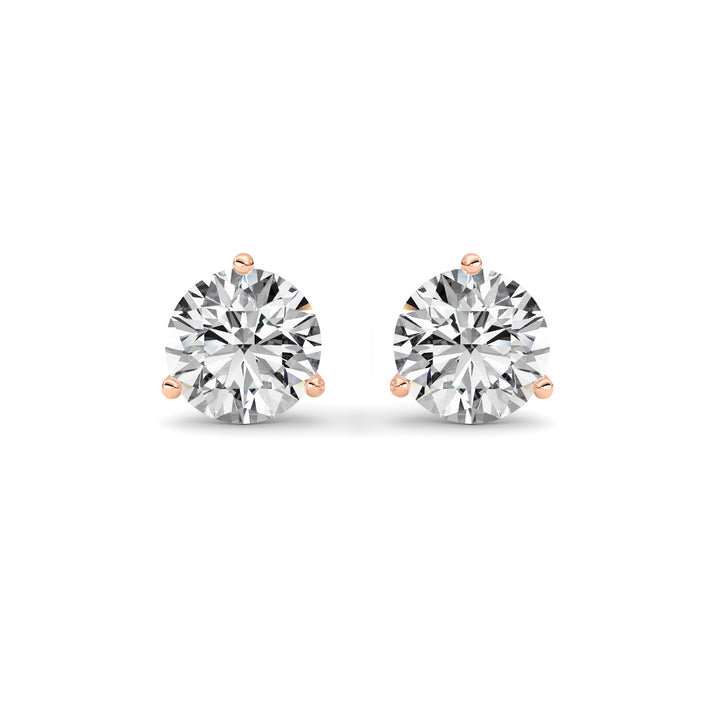 3.5Cttw Round Shaped Lab Grown Diamond (G/VS) Three Prong Martini Stud Earrings in 14K White Gold