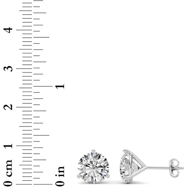 5Cttw Round Shaped Lab Grown Diamond (G/VS) ThreeProng Martini Stud Earrings in 14K White Gold