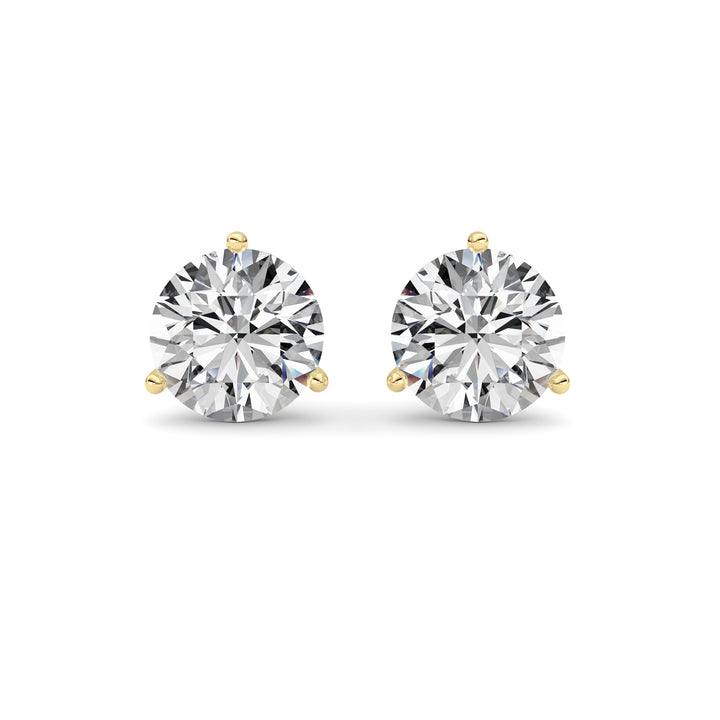 5.5Cttw Round Shaped Lab Grown Diamond (G/VS) Three Prong Martini Stud Earrings in 14K Yellow Gold