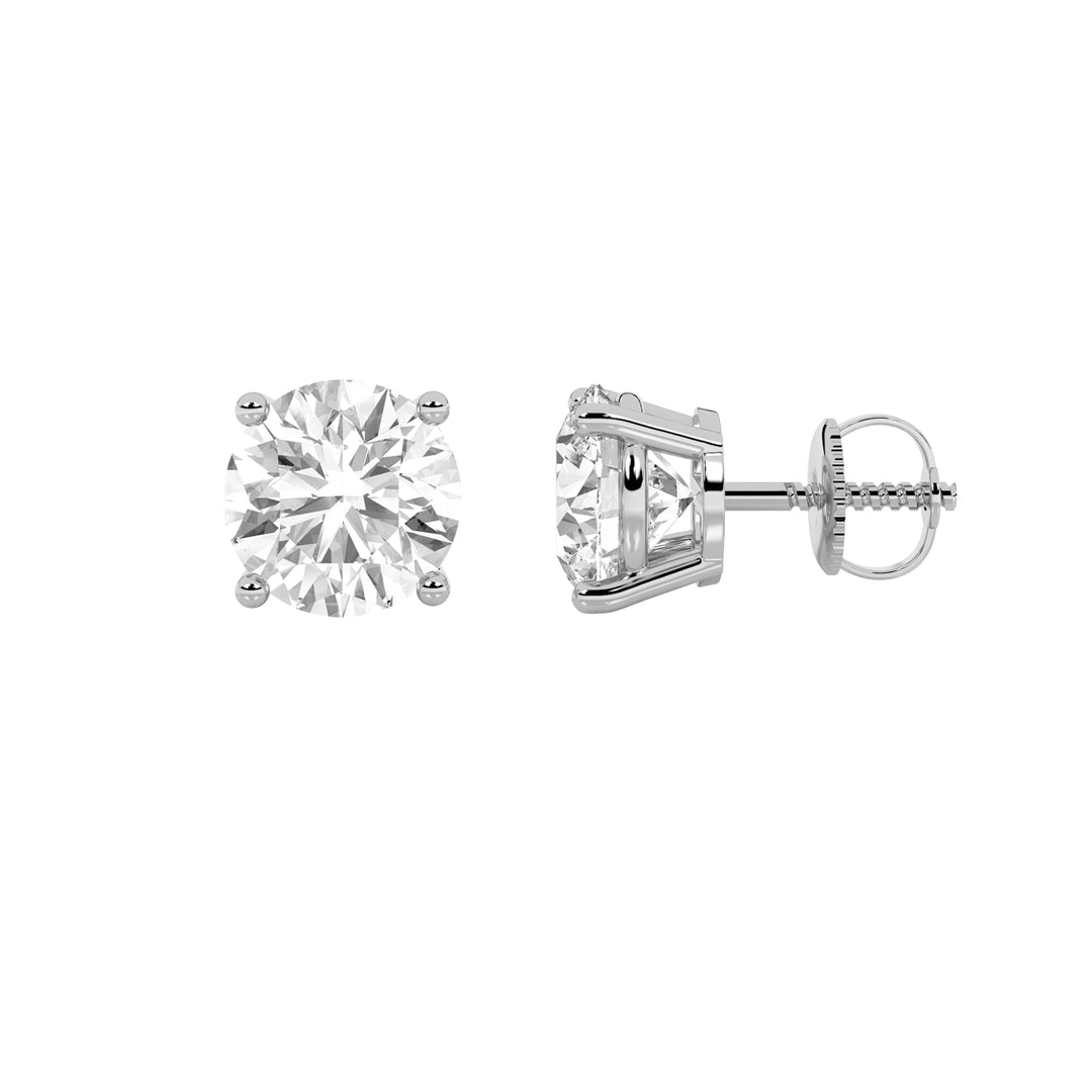 5.5Cttw Round Shaped Lab Grown Diamond (G/VS) Three Prong Martini Stud Earrings in 14K Gold