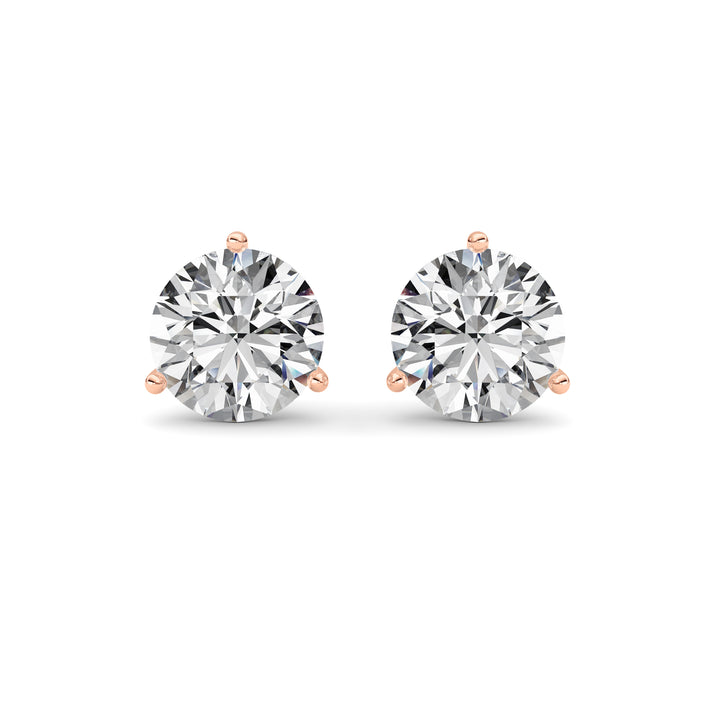 5.5Cttw Round Shaped Lab Grown Diamond (G/VS) Three Prong Martini Stud Earrings in 14K Gold