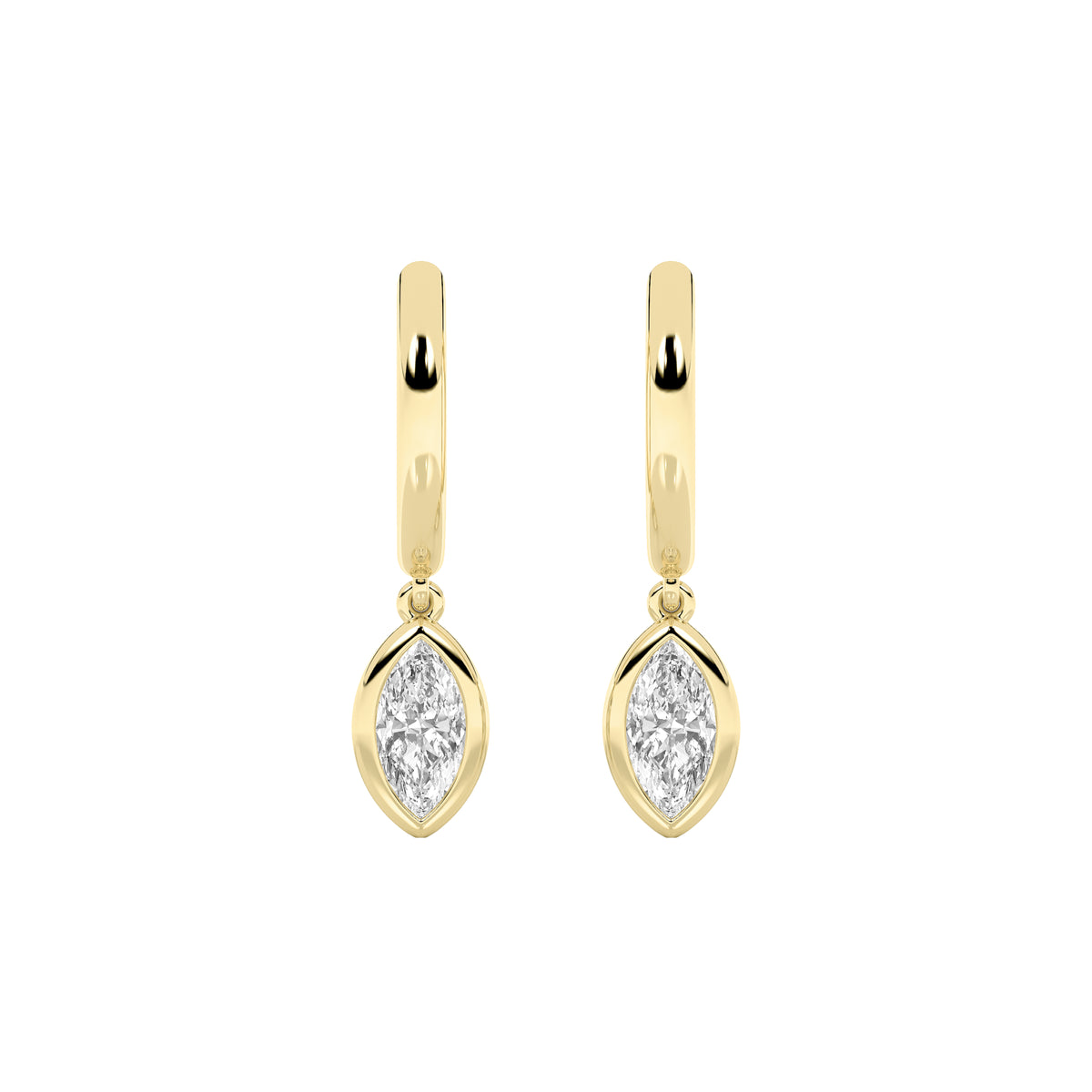 0.6Cttw Marquise Shaped Lab Grown Diamond (F/VS) Dangle Earrings in 14K Gold
