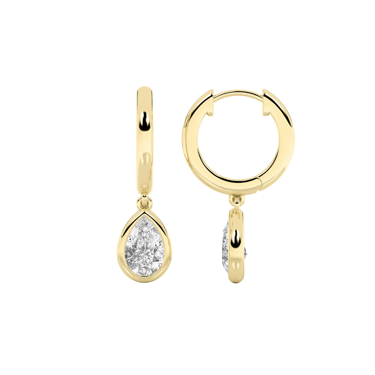 1Cttw Pear Shaped Lab Grown Diamond (F/VS) DangleEarrings in 14K Gold
