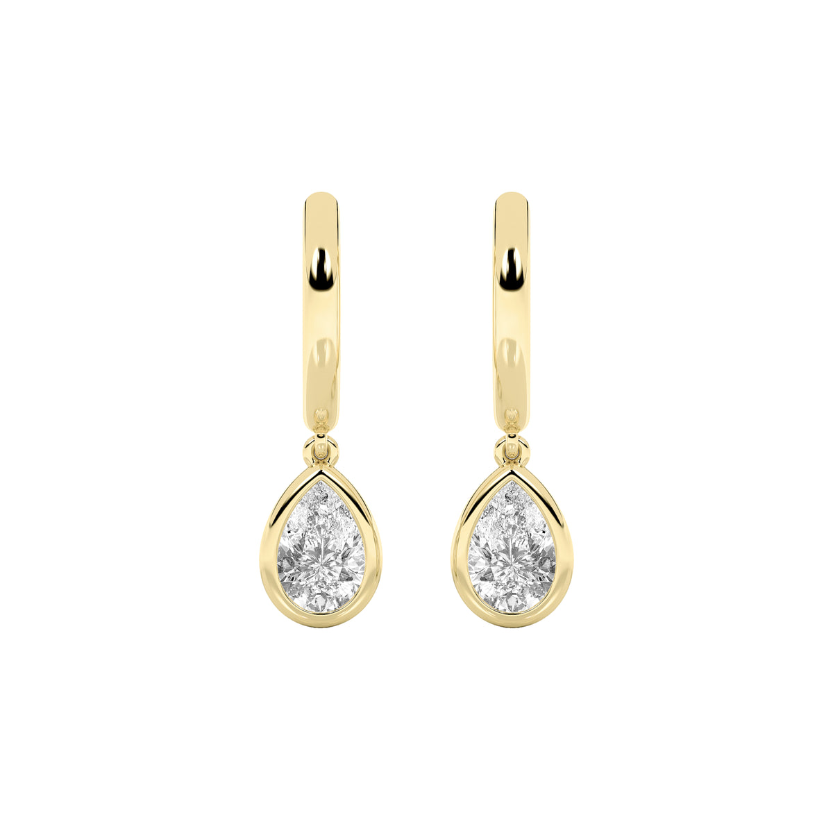1Cttw Pear Shaped Lab Grown Diamond (F/VS) DangleEarrings in 14K Gold