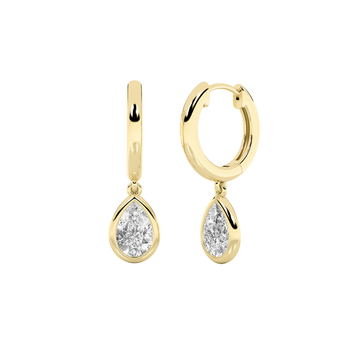 1Cttw Pear Shaped Lab Grown Diamond (F/VS) DangleEarrings in 14K Gold