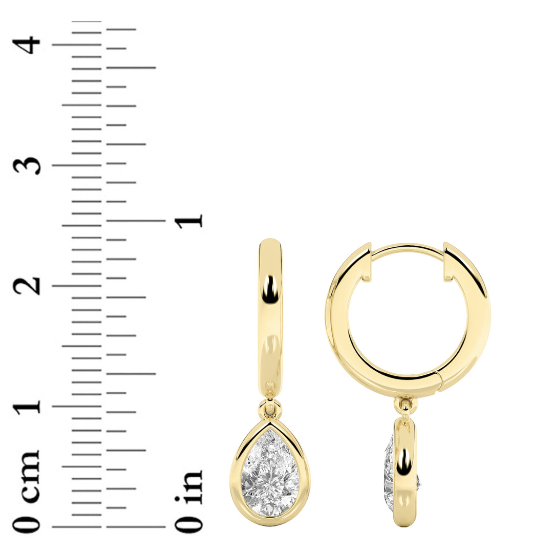 1Cttw Pear Shaped Lab Grown Diamond (F/VS) DangleEarrings in 14K Gold