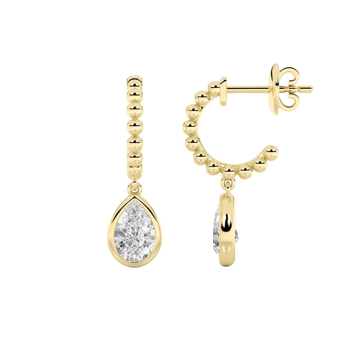 1Cttw Pear Shaped Lab Grown Diamond (F/VS) DangleEarrings in 14K Gold