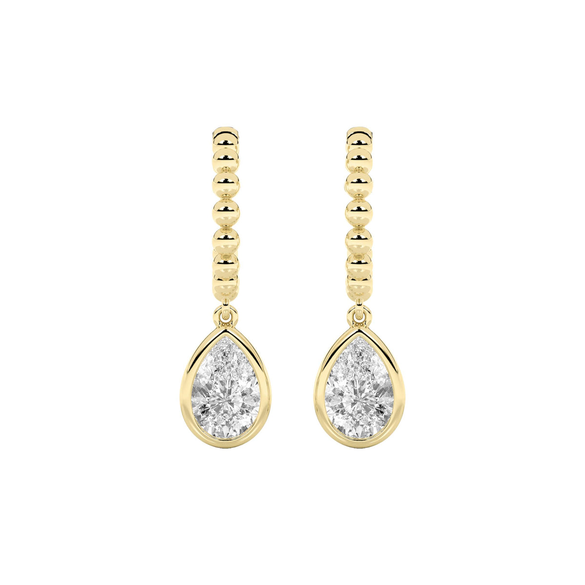 1Cttw Pear Shaped Lab Grown Diamond (F/VS) DangleEarrings in 14K Gold