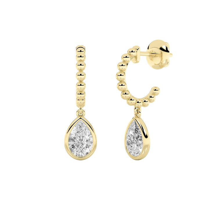 1Cttw Pear Shaped Lab Grown Diamond (F/VS) DangleEarrings in 14K Gold