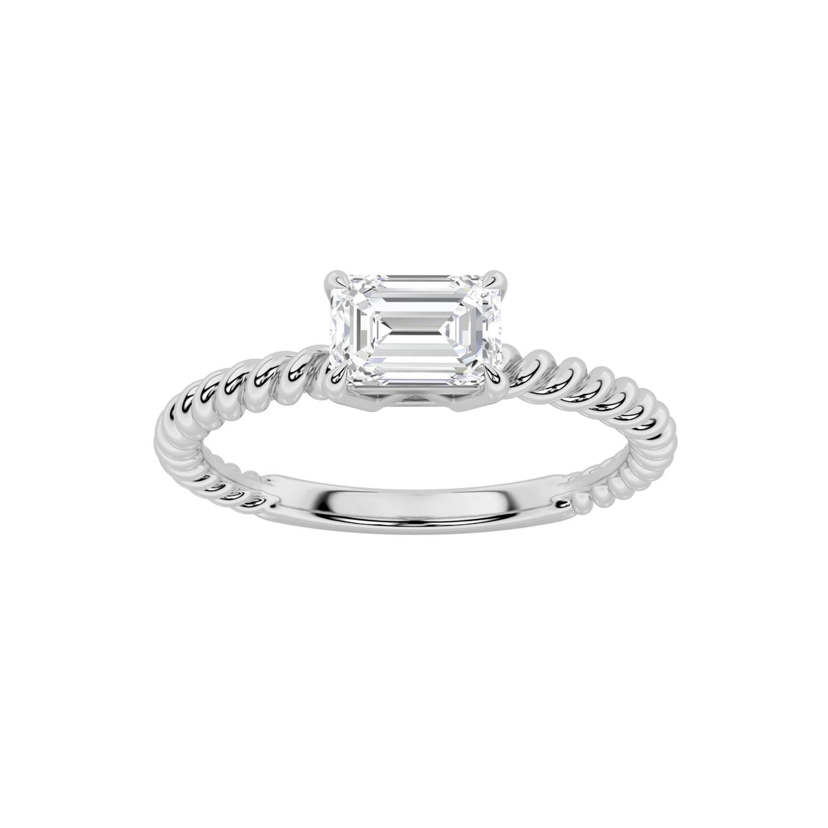 0.5Cttw Emerald Shaped Lab Grown Diamond (F/VS) Petite Solitaire Engagement RING in 14K Gold