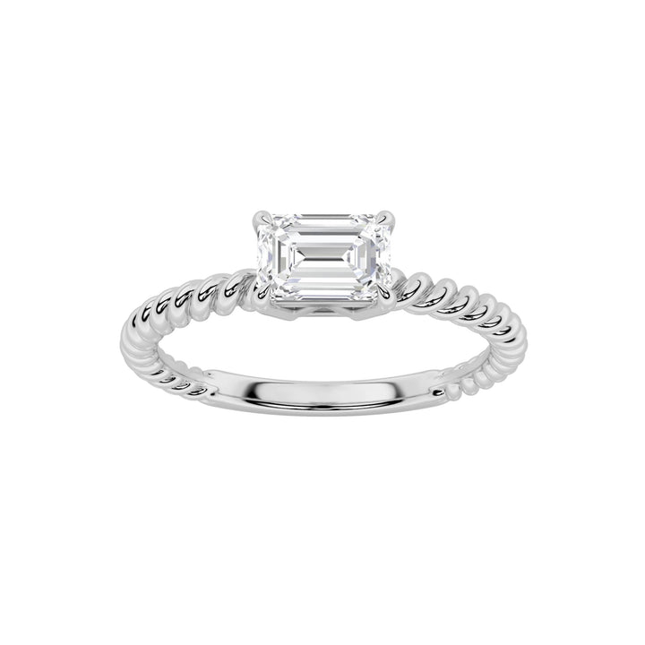 0.5Cttw Emerald Shaped Lab Grown Diamond (F/VS) Petite Solitaire Engagement RING in 14K Gold