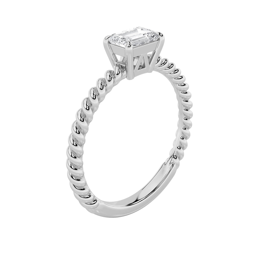 0.5Cttw Emerald Shaped Lab Grown Diamond (F/VS) Petite Solitaire Engagement RING in 14K Gold