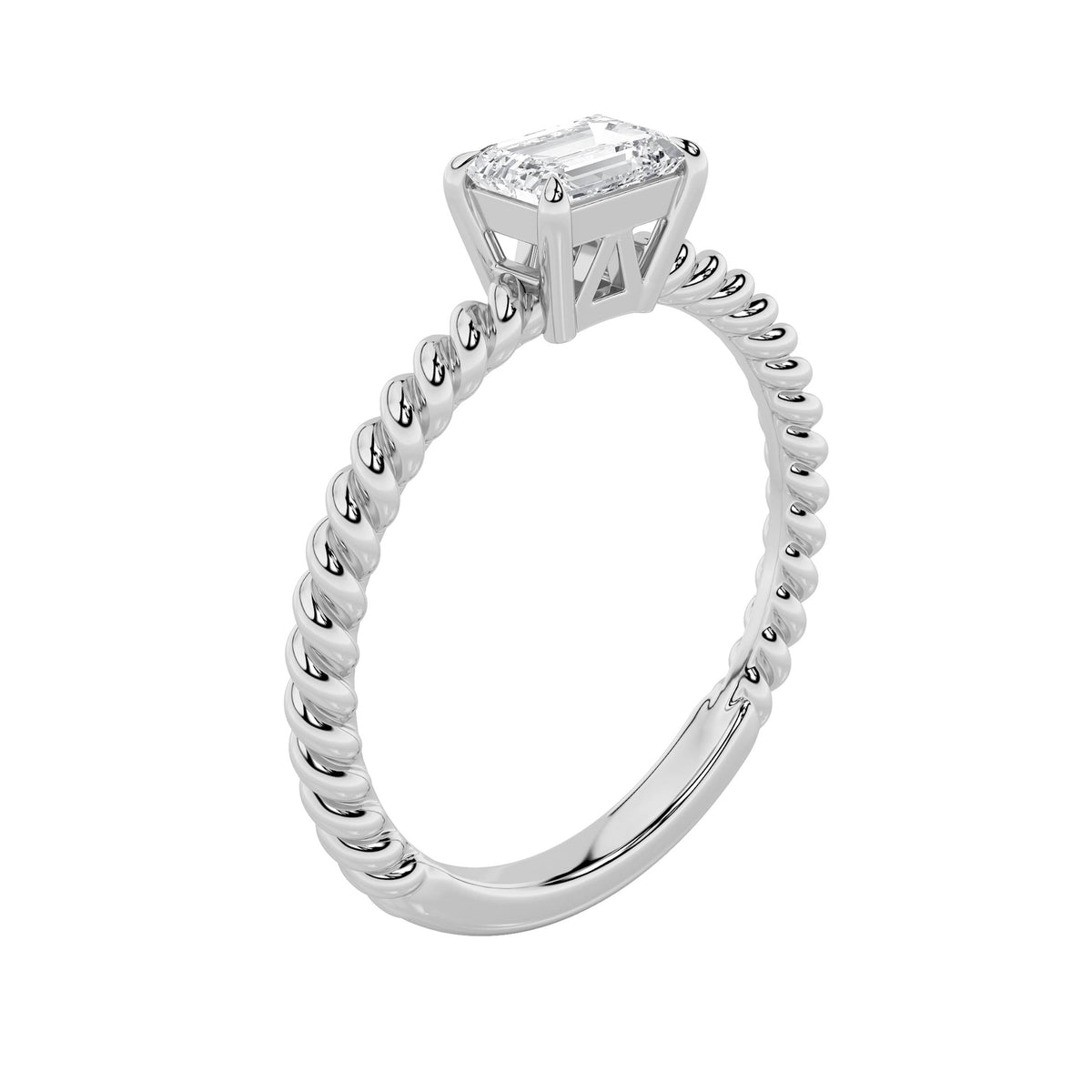 0.5Cttw Emerald Shaped Lab Grown Diamond (F/VS) Petite Solitaire Engagement RING in 14K Gold