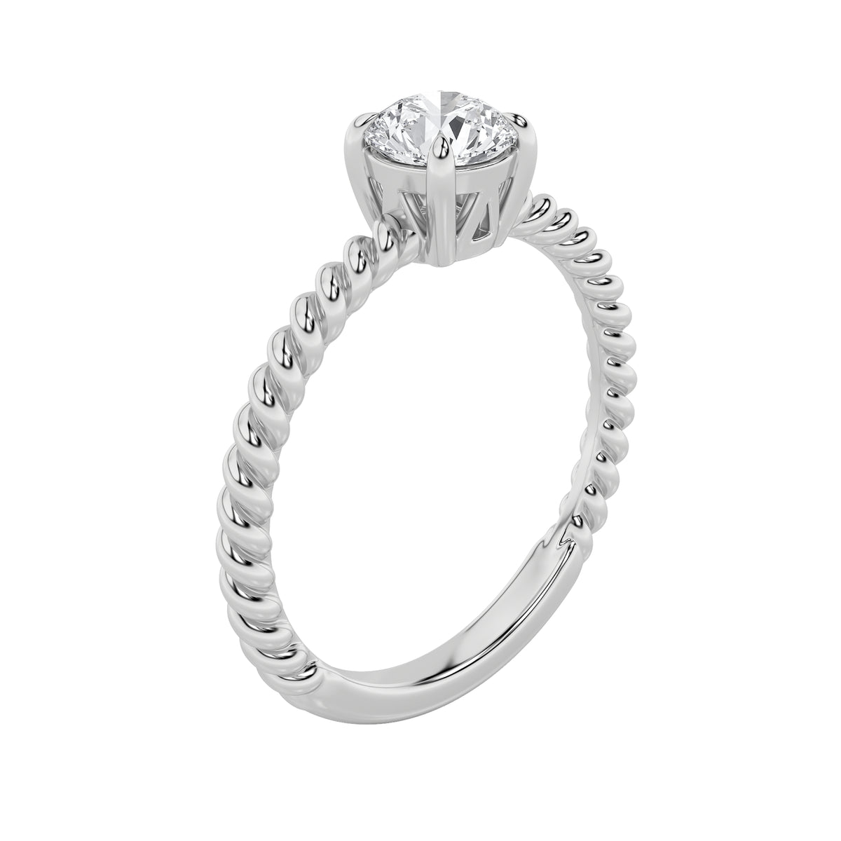 0.5Cttw Round Shaped Lab Grown Diamond (F/VS) Solitaire Engagement Ring in 14K Gold