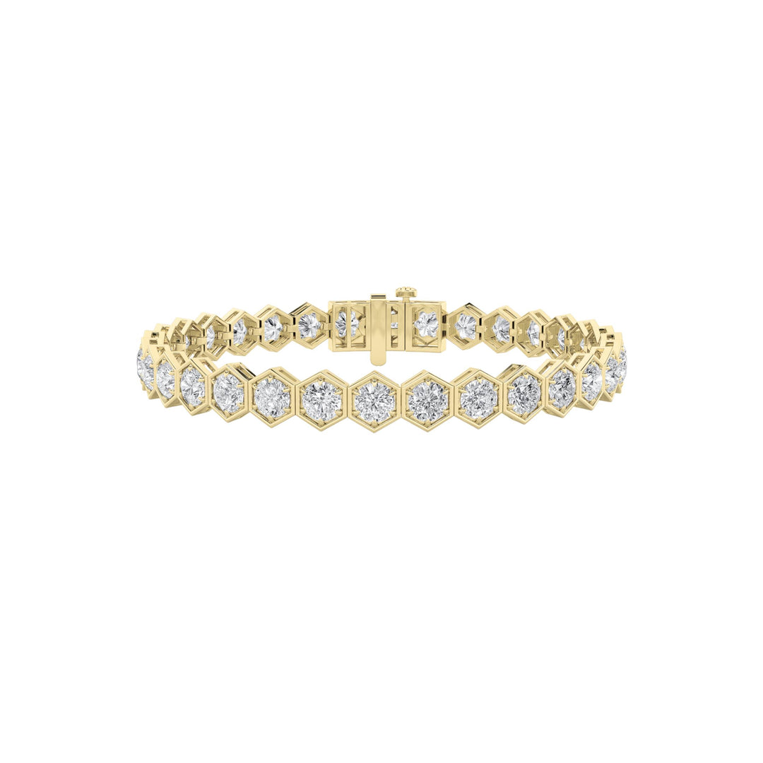 10Cttw Round Shaped Lab Grown Diamond (F/VS) Bracelet in 14K Gold