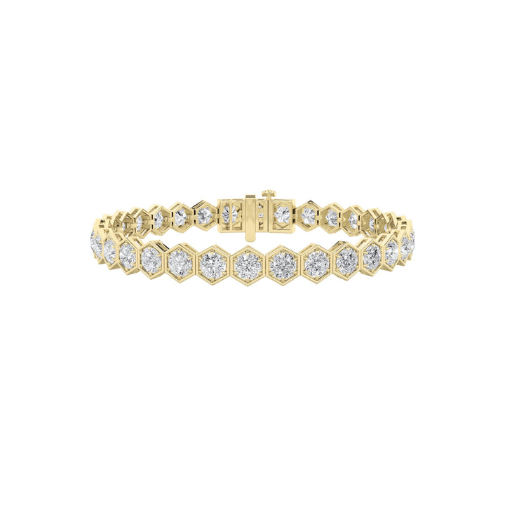 10Cttw Round Shaped Lab Grown Diamond (F/VS) Bracelet in 14K Gold