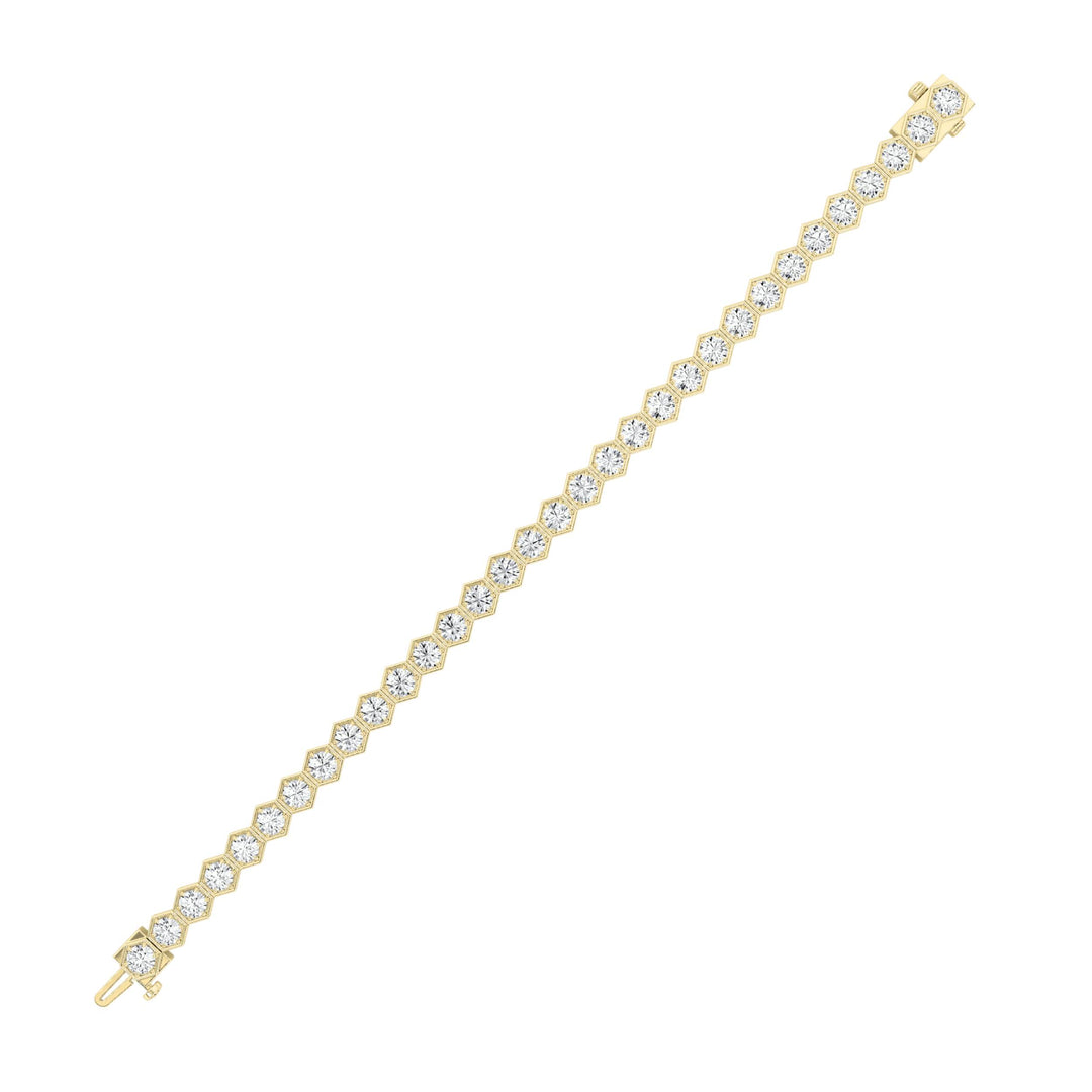 10Cttw Round Shaped Lab Grown Diamond (F/VS) Bracelet in 14K Gold