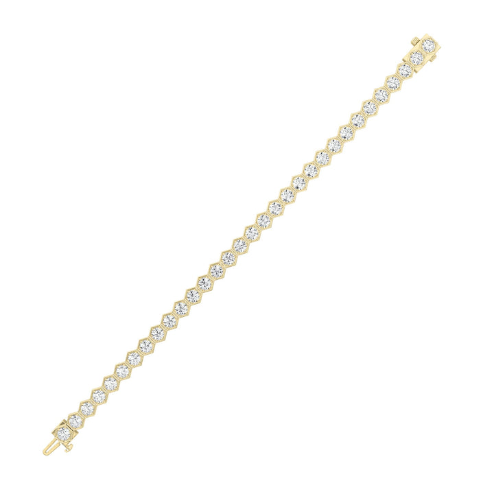 10Cttw Round Shaped Lab Grown Diamond (F/VS) Bracelet in 14K Gold