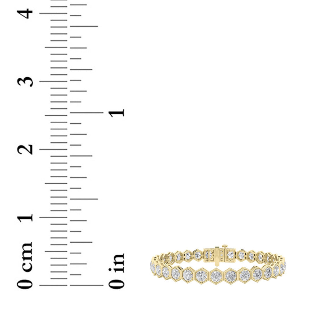 10Cttw Round Shaped Lab Grown Diamond (F/VS) Bracelet in 14K Gold