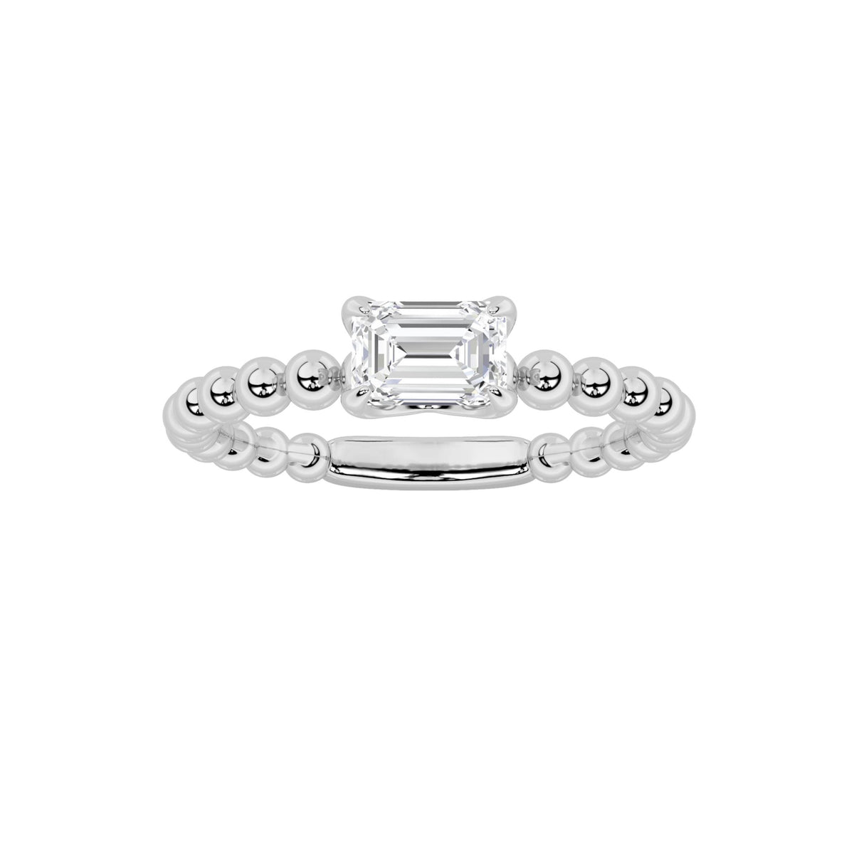 0.5Cttw Emerald Shaped Lab Grown Diamond (F/VS) Petite Solitaire Engagement Ring in 14K Gold