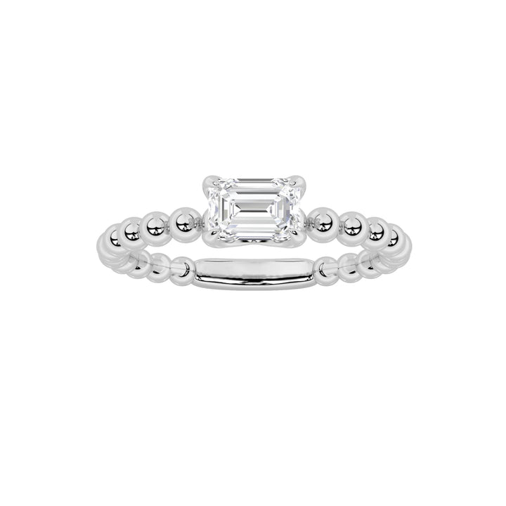 0.5Cttw Emerald Shaped Lab Grown Diamond (F/VS) Petite Solitaire Engagement Ring in 14K Gold