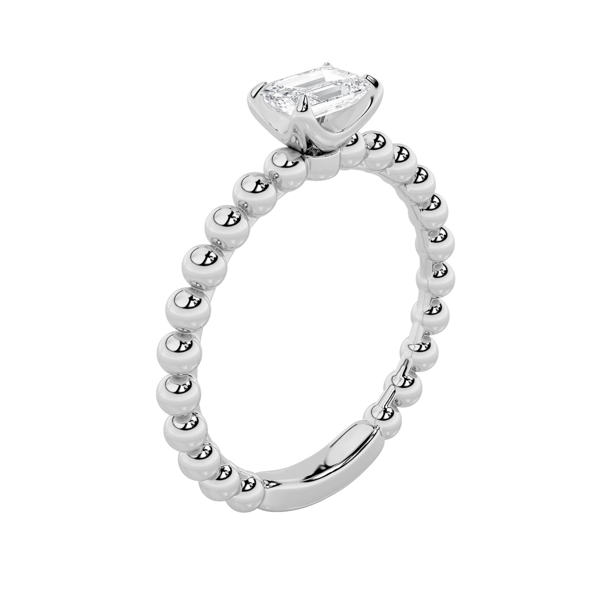 0.5Cttw Emerald Shaped Lab Grown Diamond (F/VS) Petite Solitaire Engagement Ring in 14K Gold