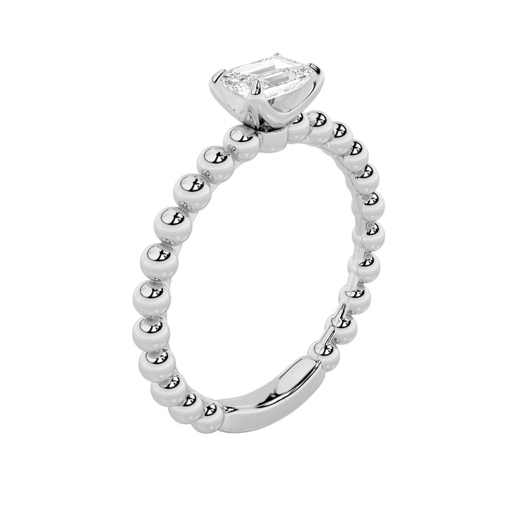 0.5Cttw Emerald Shaped Lab Grown Diamond (F/VS) Petite Solitaire Engagement Ring in 14K Gold
