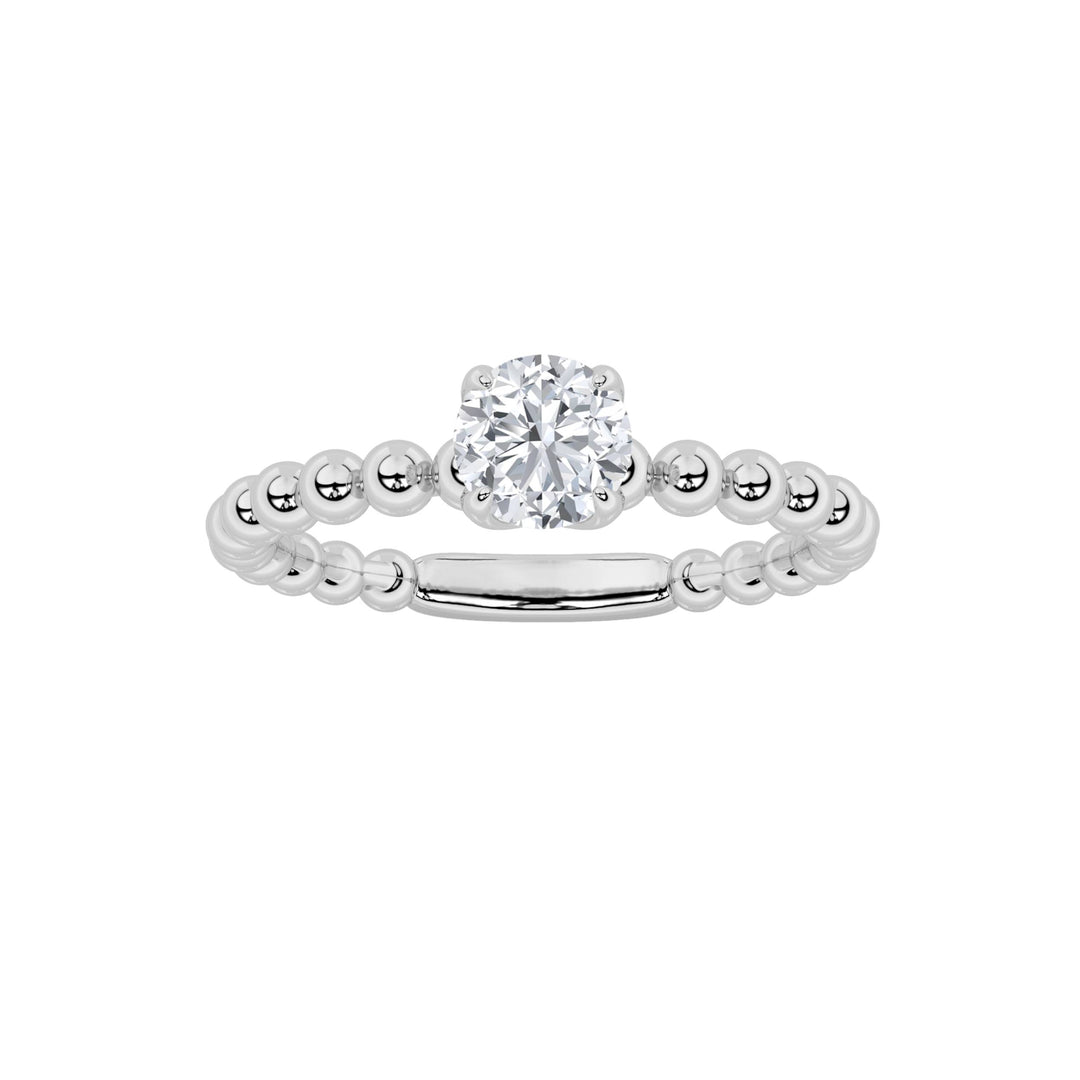 0.5Cttw Round Shaped Lab Grown Diamond (F/VS) Petite Solitaire Engagement Ring in 14K Gold