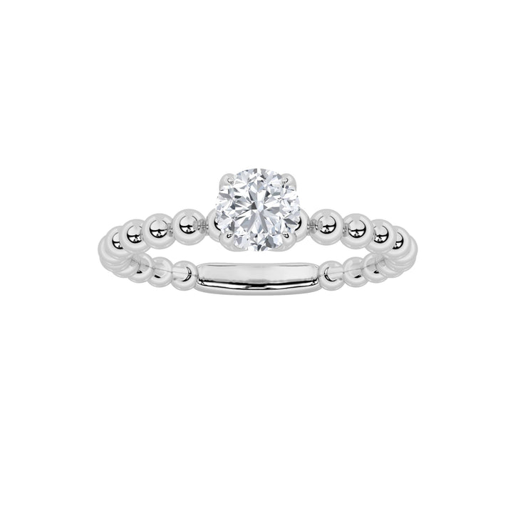 0.5Cttw Round Shaped Lab Grown Diamond (F/VS) Petite Solitaire Engagement Ring in 14K Gold